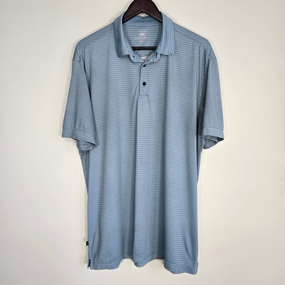 Mizzen+Main Polo Shirt Mens Large Blue Geometric Performance Outdoors Golf